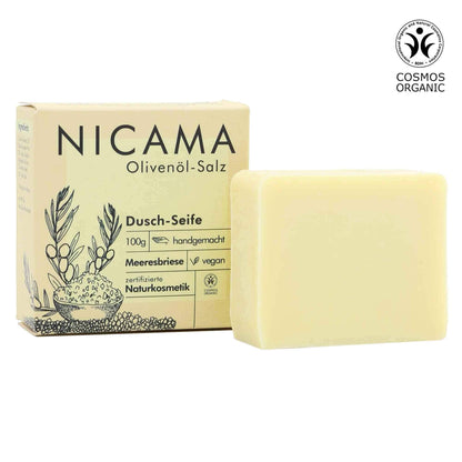 NICAMA - Duschseife Olivenöl-Salz | Nachhaltige Produkte auf www.mydlo.de