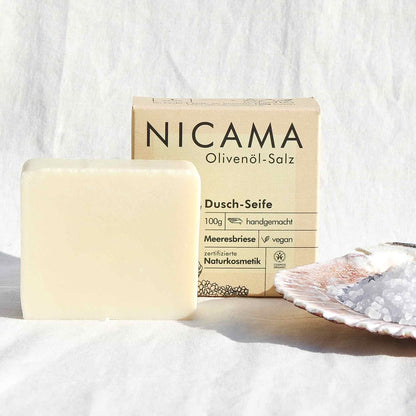 NICAMA - Duschseife Olivenöl-Salz | Nachhaltige Produkte auf www.mydlo.de